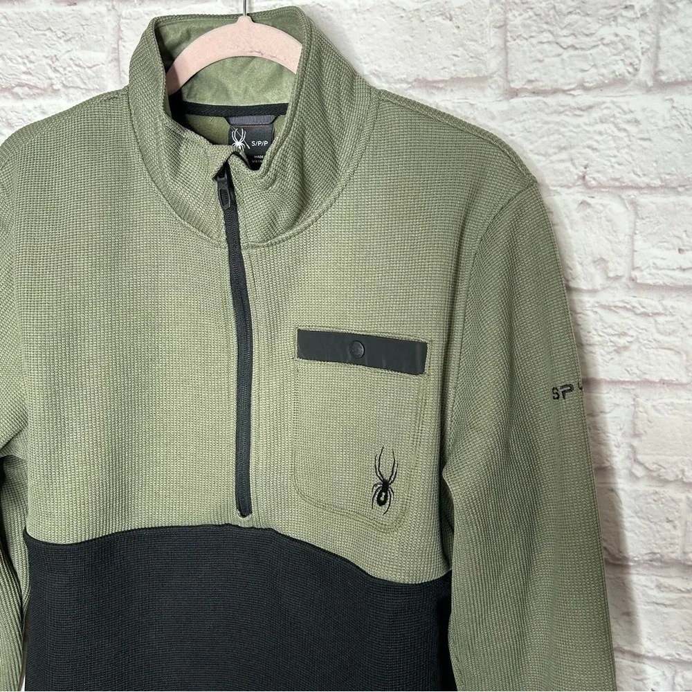 NWT Spyder Tea Leaf Medallion Bonded Fleece Sweater - Zip Neck - Picture 7 of 14